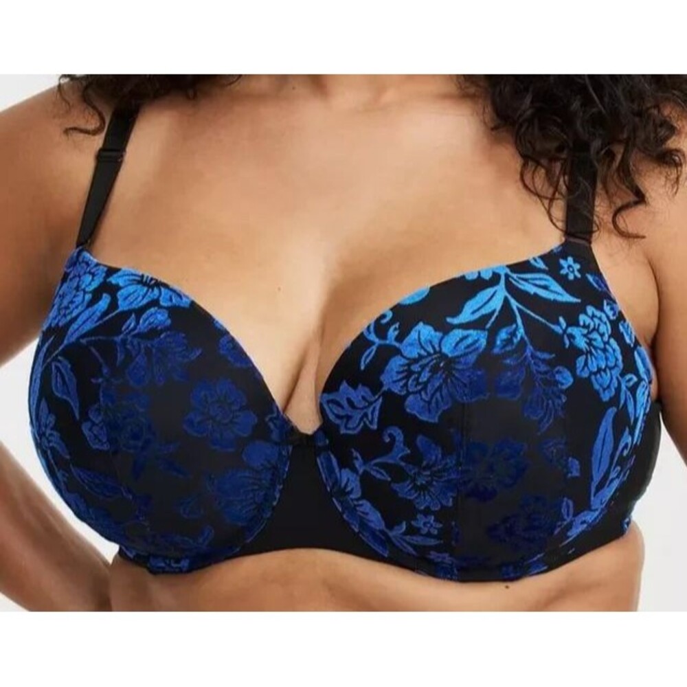 Torrid Perfect T-Shirt Push-Up Bra 46DD in Mickey Floral Burnout Blue